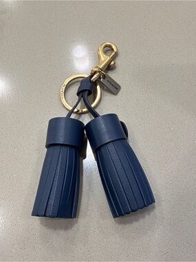 Coach Remade Tassel Charm Navy Blue / Brass